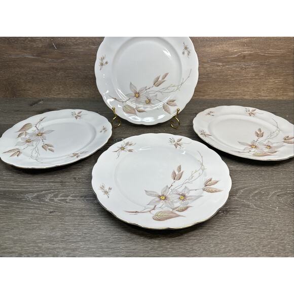 Crown Heiden Bavaria Porcelain Dinner Plates 10” Scalloped Edge & Gold Rim-4 Pc - Picture 2 of 6